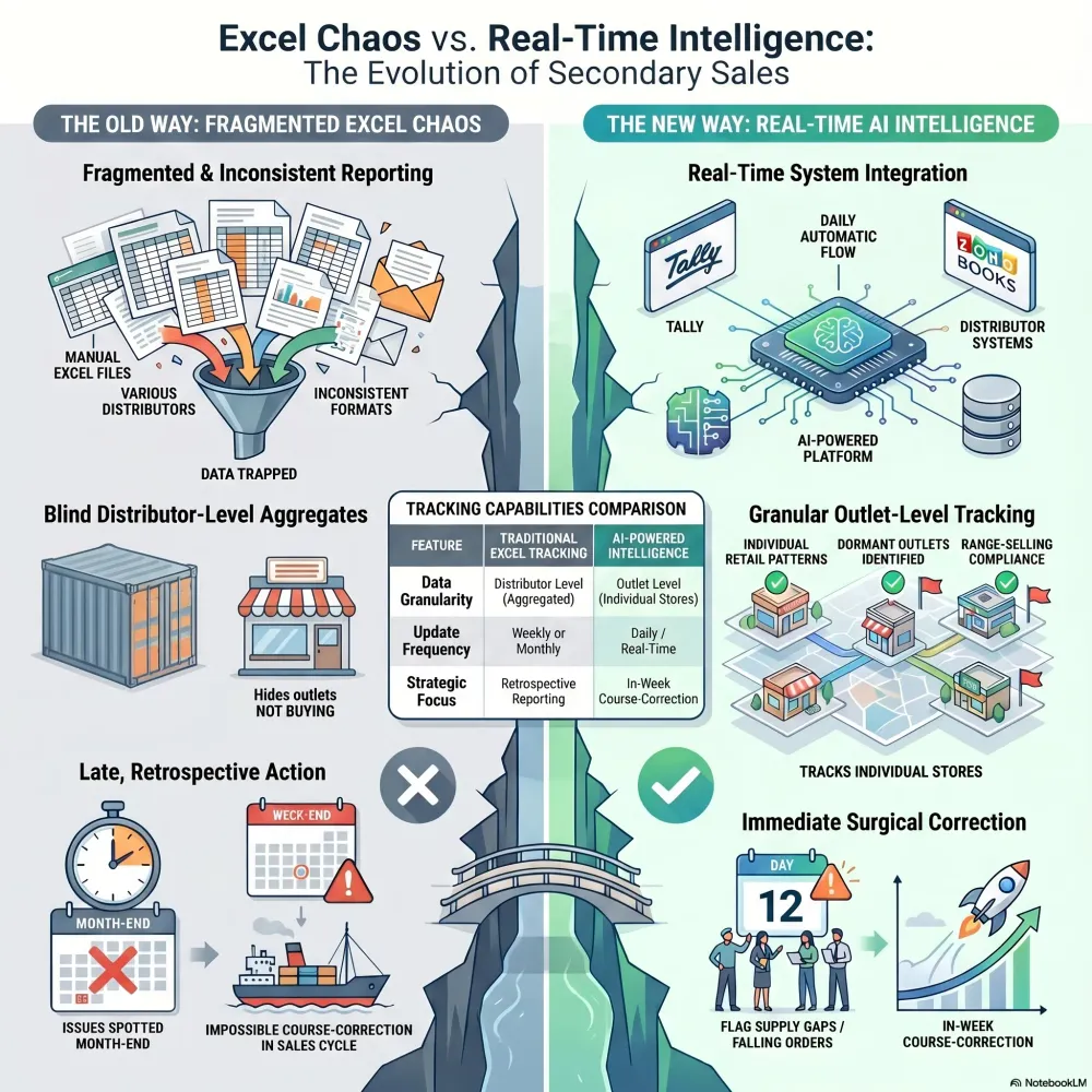 Secondary Sales Tracking: From Excel Chaos to Real-Time Outlet Intelligence